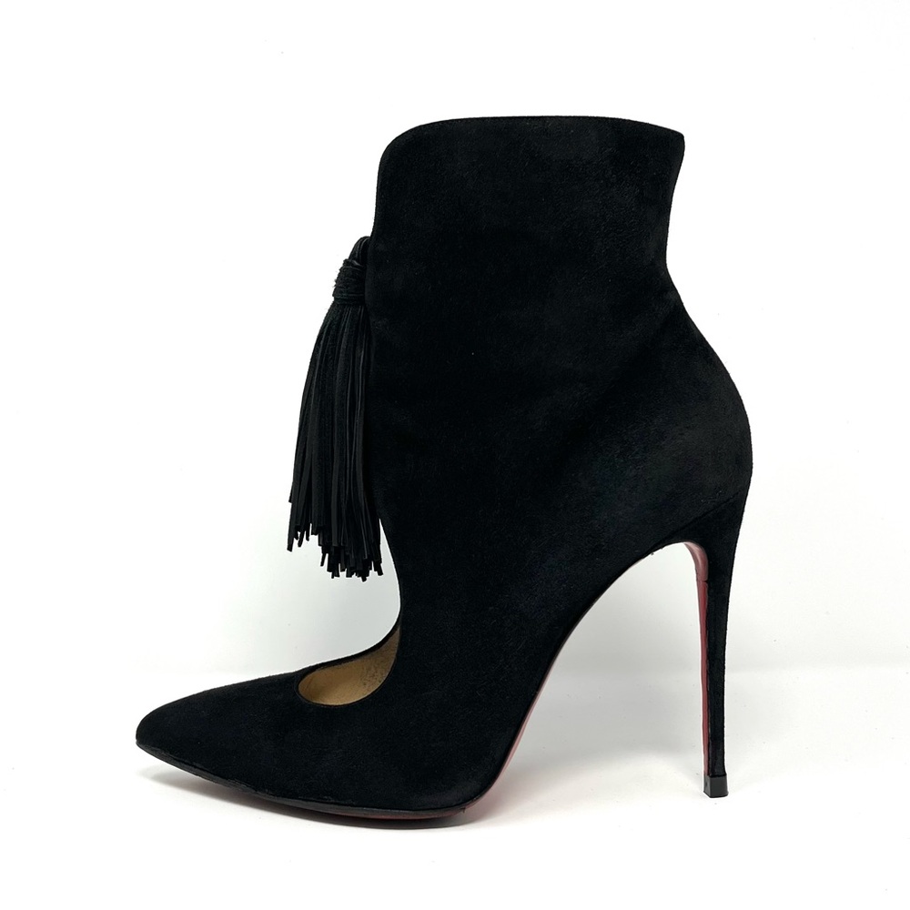 Christian Louboutin Ottocarl Black Suede Fringe Ankle Boots Booties 38.5 8.5 - Picture 3 of 14